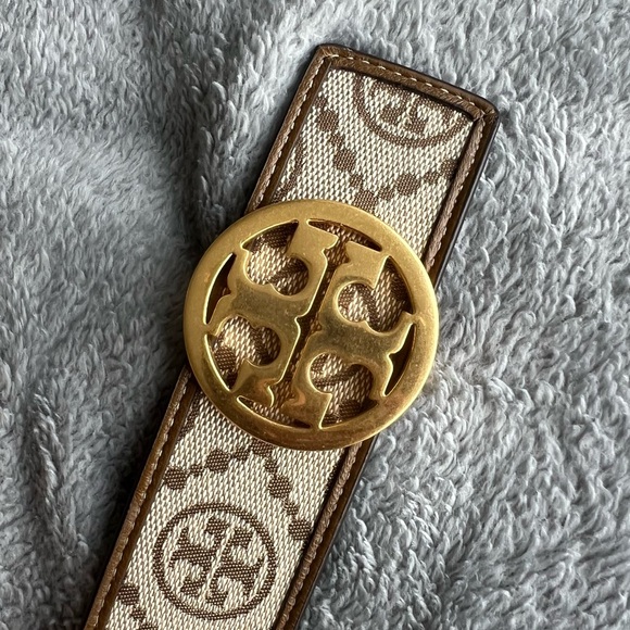 Tory Burch Brown Monogram Belt with Gold Buckle main image 4